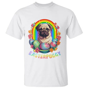 Easter Day T Shirt Easterpuggy Funny Pug Dog Lover Egg Basket TS09 White Printyourwear