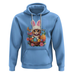 Easter Day Hoodie Cute Bunny Cat Lover Eggs Basket TS09 Carolina Blue Printyourwear