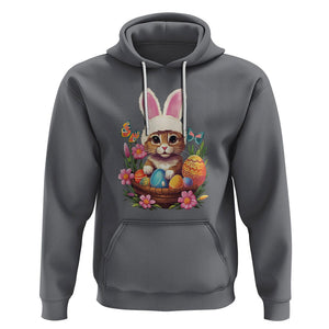 Easter Day Hoodie Cute Bunny Cat Lover Eggs Basket TS09 Charcoal Printyourwear