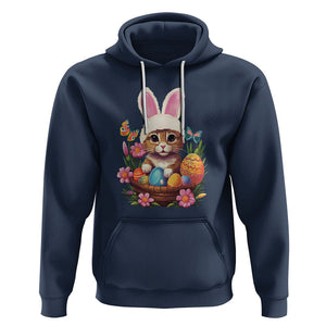 Easter Day Hoodie Cute Bunny Cat Lover Eggs Basket TS09 Navy Printyourwear