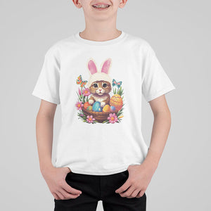 Easter Day T Shirt For Kid Cute Bunny Cat Lover Eggs Basket TS09 White Printyourwear