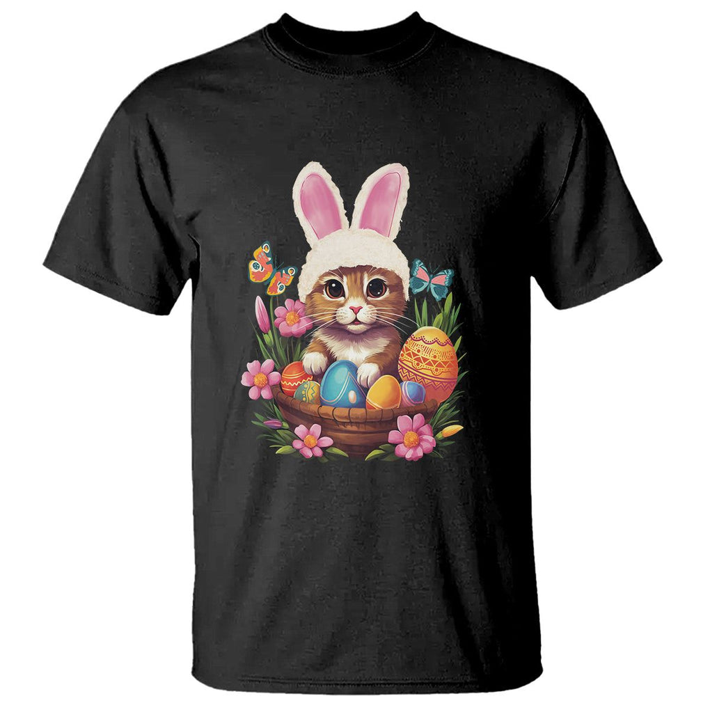 Easter Day T Shirt Cute Bunny Cat Lover Eggs Basket TS09 Black Printyourwear