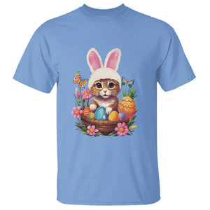 Easter Day T Shirt Cute Bunny Cat Lover Eggs Basket TS09 Carolina Blue Printyourwear