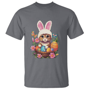 Easter Day T Shirt Cute Bunny Cat Lover Eggs Basket TS09 Charcoal Printyourwear