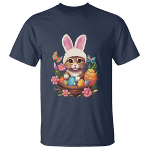 Easter Day T Shirt Cute Bunny Cat Lover Eggs Basket TS09 Navy Printyourwear