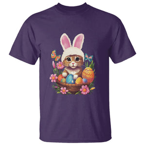 Easter Day T Shirt Cute Bunny Cat Lover Eggs Basket TS09 Purple Printyourwear