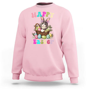 Easter Day Sweatshirt Cute Cat Bunny Costume Egg Basket TS09 Light Pink Printyourwear