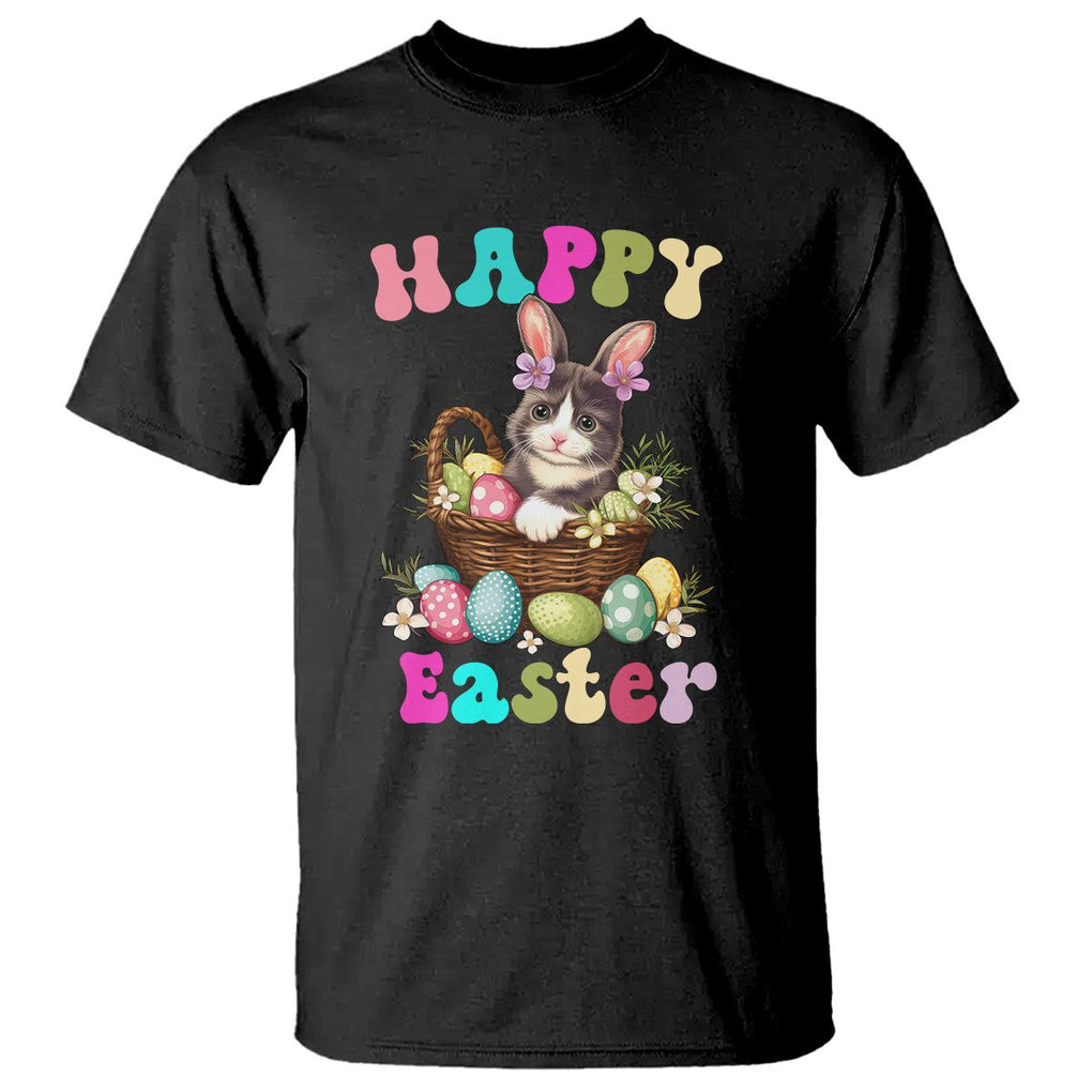 Easter Day T Shirt Cute Cat Bunny Costume Egg Basket TS09 Black Printyourwear