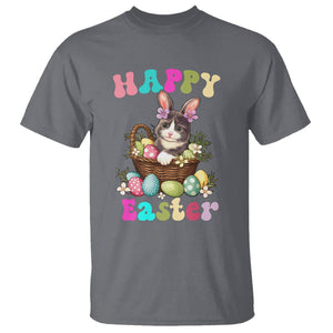 Easter Day T Shirt Cute Cat Bunny Costume Egg Basket TS09 Charcoal Printyourwear