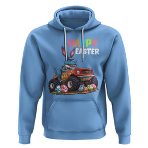 Happy Easter Day Hoodie Bunny Dinosaur Riding Monster Truck Hunting Egg TS09 Carolina Blue Printyourwear