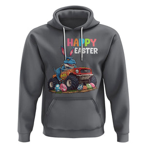 Happy Easter Day Hoodie Bunny Dinosaur Riding Monster Truck Hunting Egg TS09 Charcoal Printyourwear