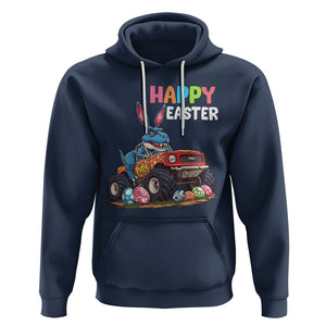 Happy Easter Day Hoodie Bunny Dinosaur Riding Monster Truck Hunting Egg TS09 Navy Printyourwear