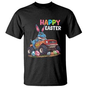 Happy Easter Day T Shirt Bunny Dinosaur Riding Monster Truck Hunting Egg TS09 Black Printyourwear