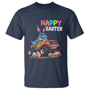 Happy Easter Day T Shirt Bunny Dinosaur Riding Monster Truck Hunting Egg TS09 Navy Printyourwear