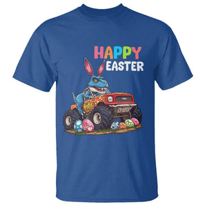 Happy Easter Day T Shirt Bunny Dinosaur Riding Monster Truck Hunting Egg TS09 Royal Blue Printyourwear