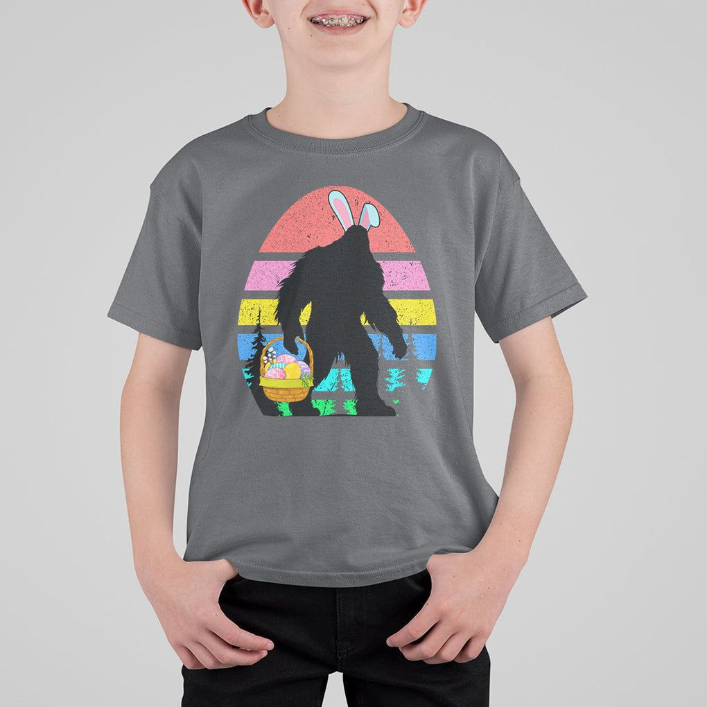 Easter Day Funny Bigfoot Bunny Egg Basket T Shirt For Kid TS09 Charcoal Printyourwear