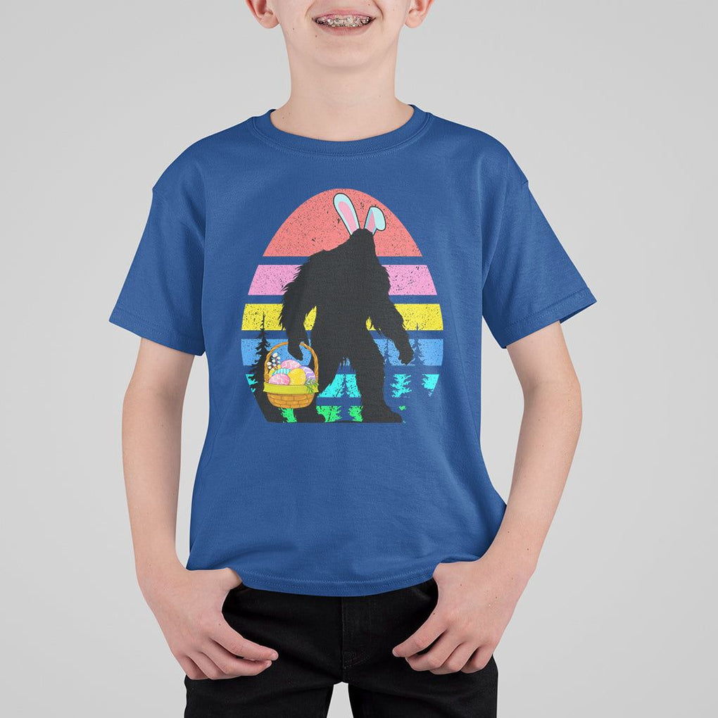Easter Day Funny Bigfoot Bunny Egg Basket T Shirt For Kid TS09 Royal Blue Printyourwear