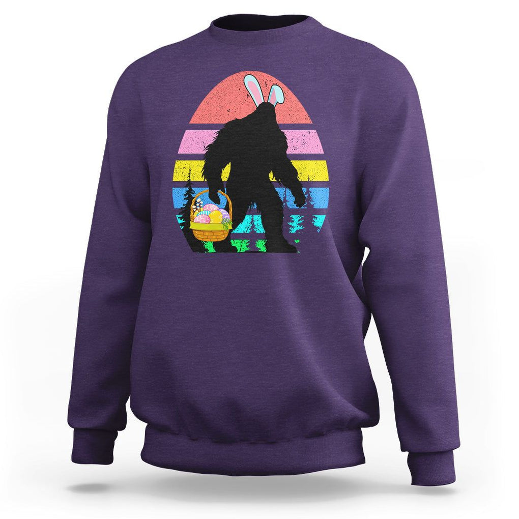 Easter Day Funny Bigfoot Bunny Egg Basket Sweatshirt TS09 Purple Printyourwear