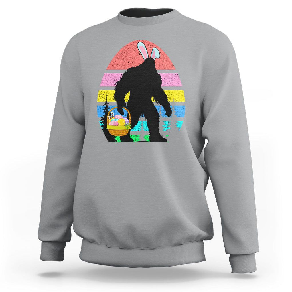 Easter Day Funny Bigfoot Bunny Egg Basket Sweatshirt TS09 Sport Gray Printyourwear