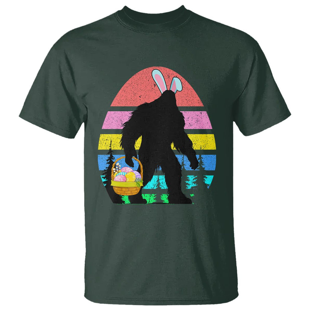 Easter Day Funny Bigfoot Bunny Egg Basket T Shirt TS09 Dark Forest Green Printyourwear