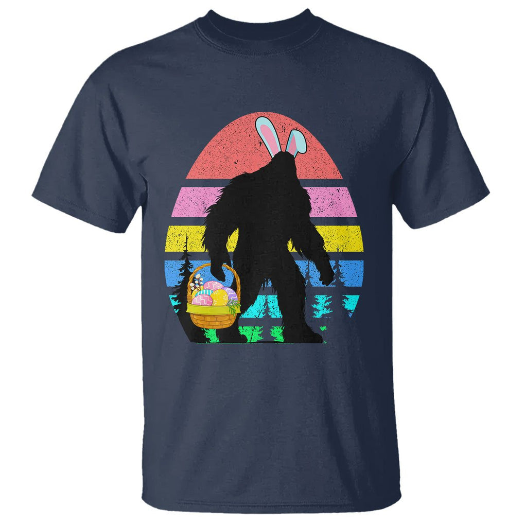 Easter Day Funny Bigfoot Bunny Egg Basket T Shirt TS09 Navy Printyourwear
