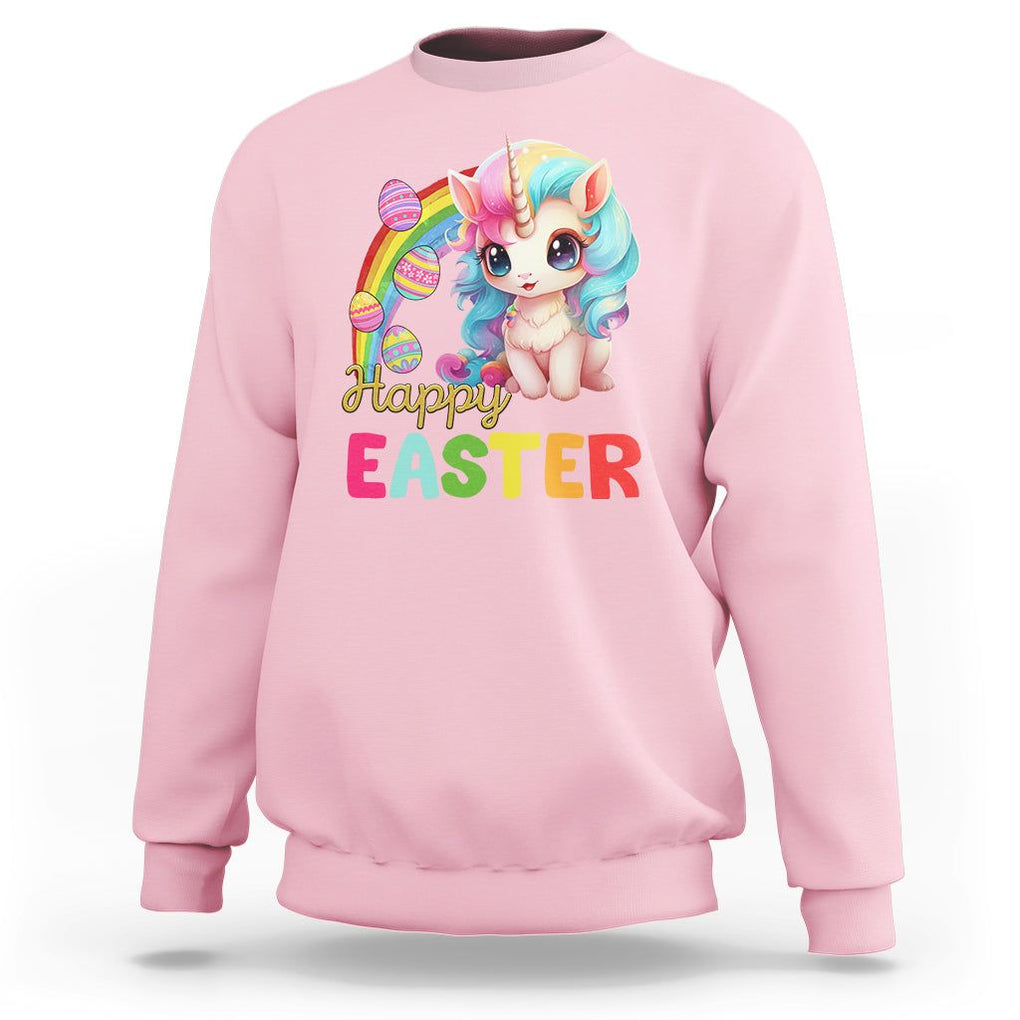 Easter Day Cute Unicorn Bunny Egg Basket Sweatshirt TS09 Light Pink Printyourwear