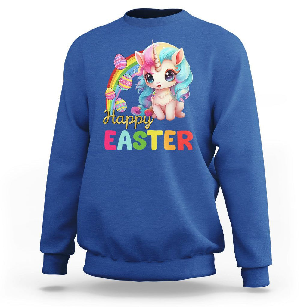 Easter Day Cute Unicorn Bunny Egg Basket Sweatshirt TS09 Royal Blue Printyourwear