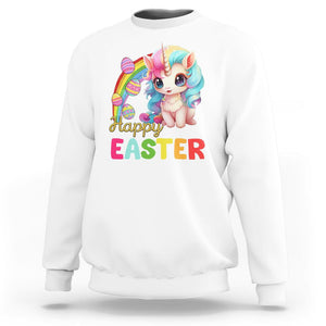 Easter Day Cute Unicorn Bunny Egg Basket Sweatshirt TS09 White Printyourwear