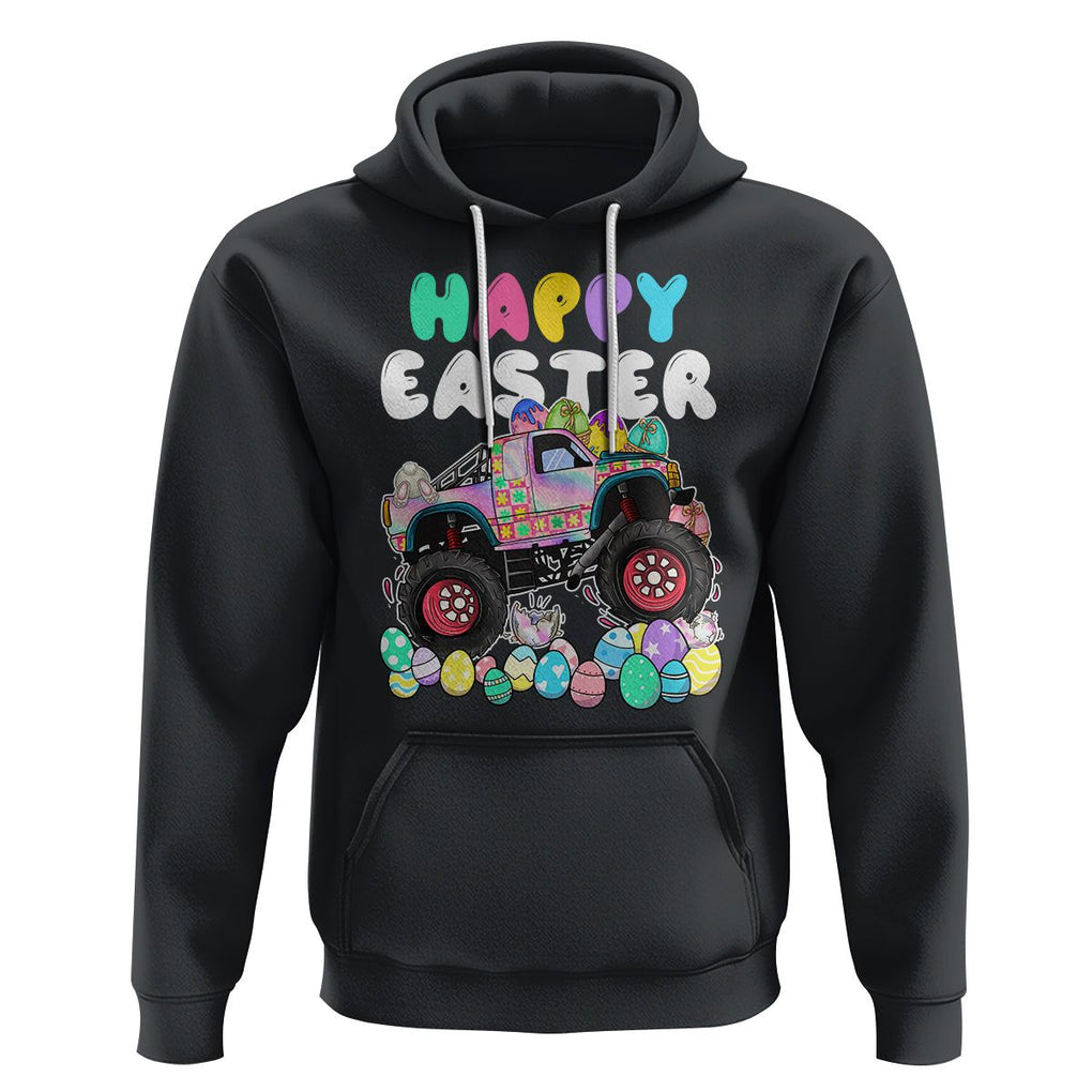 Easter Day Monster Truck Hunting Egg Boys Toddler Hoodie TS09 Black Printyourwear