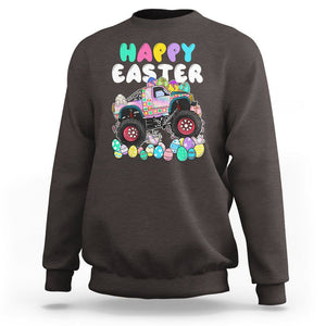 Easter Day Monster Truck Hunting Egg Boys Toddler Sweatshirt TS09 Dark Chocolate Printyourwear