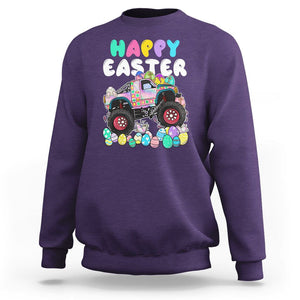 Easter Day Monster Truck Hunting Egg Boys Toddler Sweatshirt TS09 Purple Printyourwear