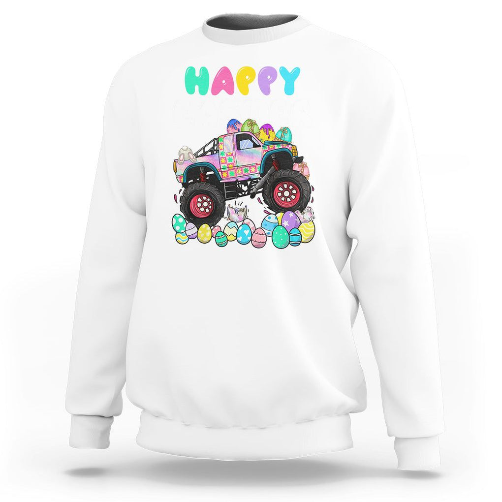 Easter Day Monster Truck Hunting Egg Boys Toddler Sweatshirt TS09 White Printyourwear