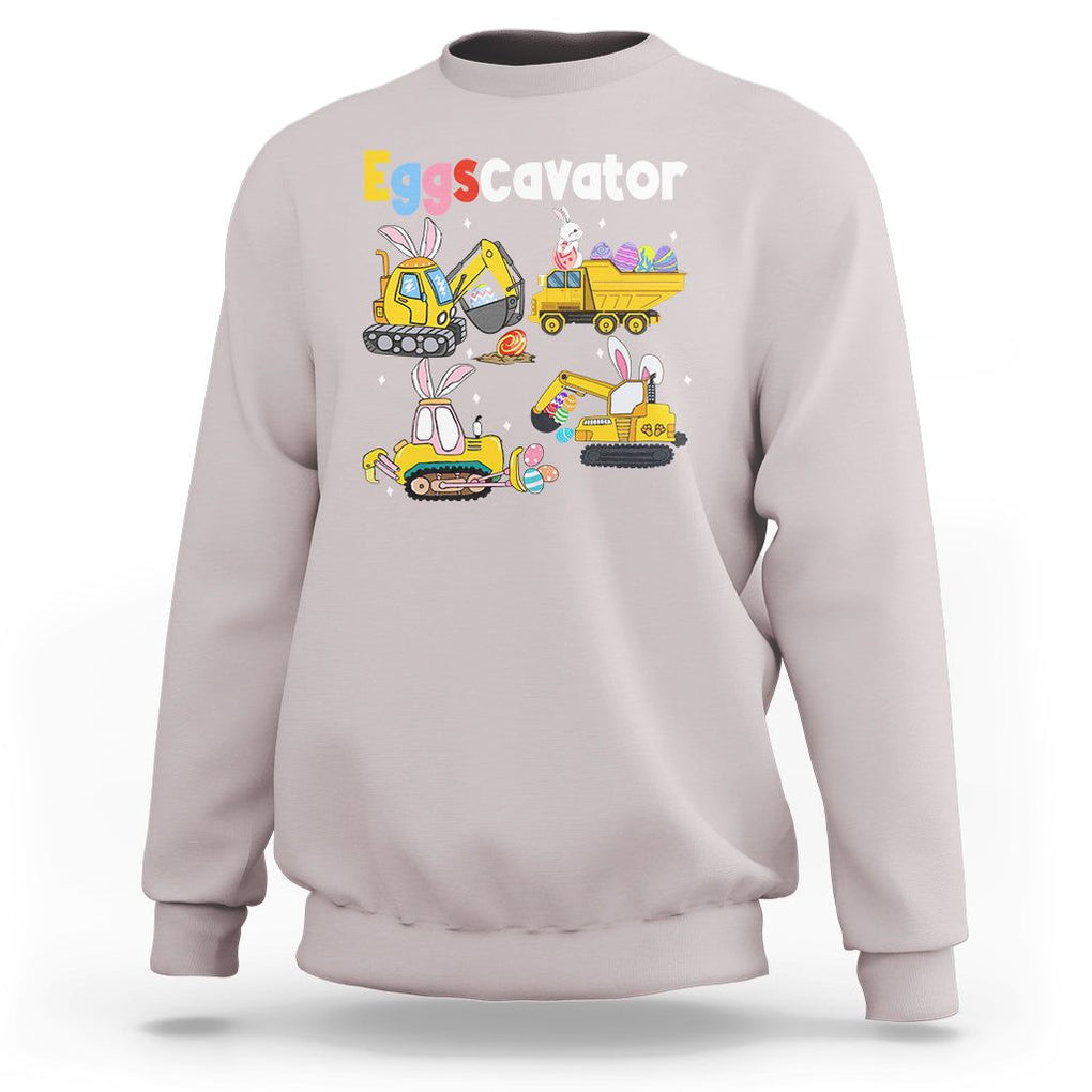 Easter Day Sweatshirt Eggscavator Egg Hunt Construction Trucks Toddler Boys TS09 Ice Gray Printyourwear