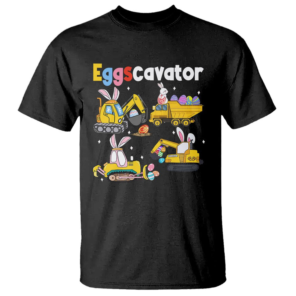 Easter Day T Shirt Eggscavator Egg Hunt Construction Trucks Toddler Boys TS09 Black Printyourwear