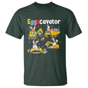 Easter Day T Shirt Eggscavator Egg Hunt Construction Trucks Toddler Boys TS09 Dark Forest Green Printyourwear