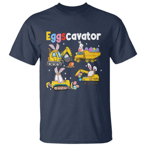 Easter Day T Shirt Eggscavator Egg Hunt Construction Trucks Toddler Boys TS09 Navy Printyourwear