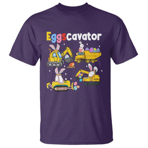 Easter Day T Shirt Eggscavator Egg Hunt Construction Trucks Toddler Boys TS09 Purple Printyourwear