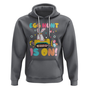 Easter Day Hoodie Egg Hunt Is On Funny Truck Bunny TS09 Charcoal Printyourwear