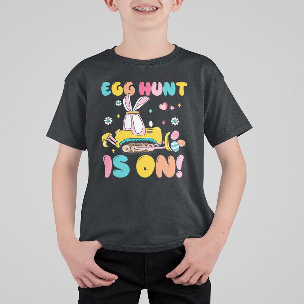 Easter Day T Shirt For Kid Egg Hunt Is On Funny Truck Bunny TS09 Black Printyourwear