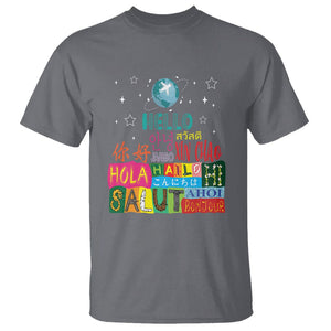 Travel Lover T Shirt Hello Word in Different Languages Greetings TS09 Charcoal Printyourwear