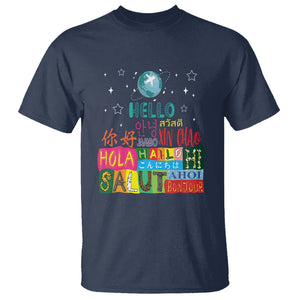 Travel Lover T Shirt Hello Word in Different Languages Greetings TS09 Navy Printyourwear