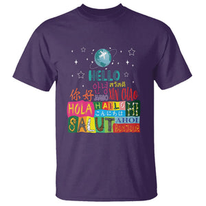 Travel Lover T Shirt Hello Word in Different Languages Greetings TS09 Purple Printyourwear