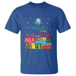 Travel Lover T Shirt Hello Word in Different Languages Greetings TS09 Royal Blue Printyourwear