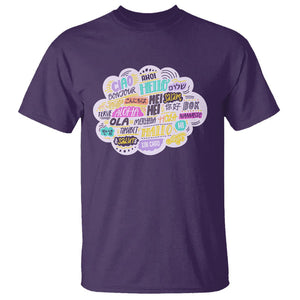 Travel Lover T Shirt Hello Word in Different Languages Greetings TS09 Purple Printyourwear