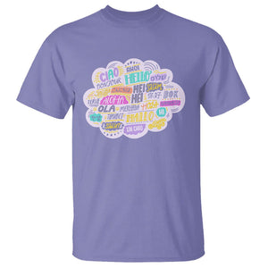 Travel Lover T Shirt Hello Word in Different Languages Greetings TS09 Violet Printyourwear