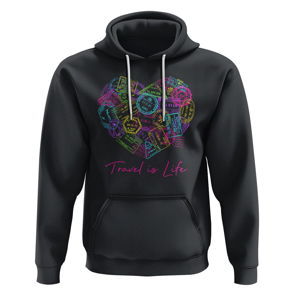 Travel Lover Hoodie Vintage Stamp Flight Travel Vacation Cruise Trip TS09 Black Printyourwear