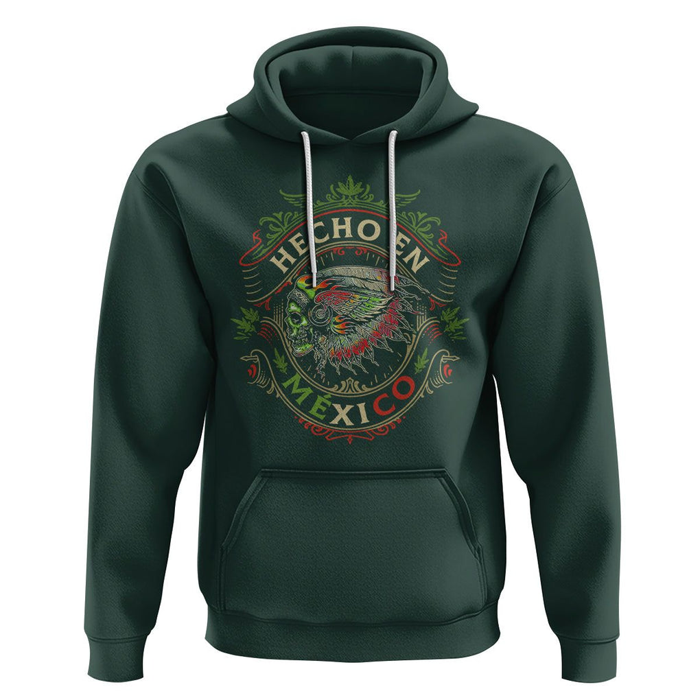 Hecho En Mexico Hoodie Aztec Skull Made In Mexico Mexican TS09 Dark Forest Green Printyourwear