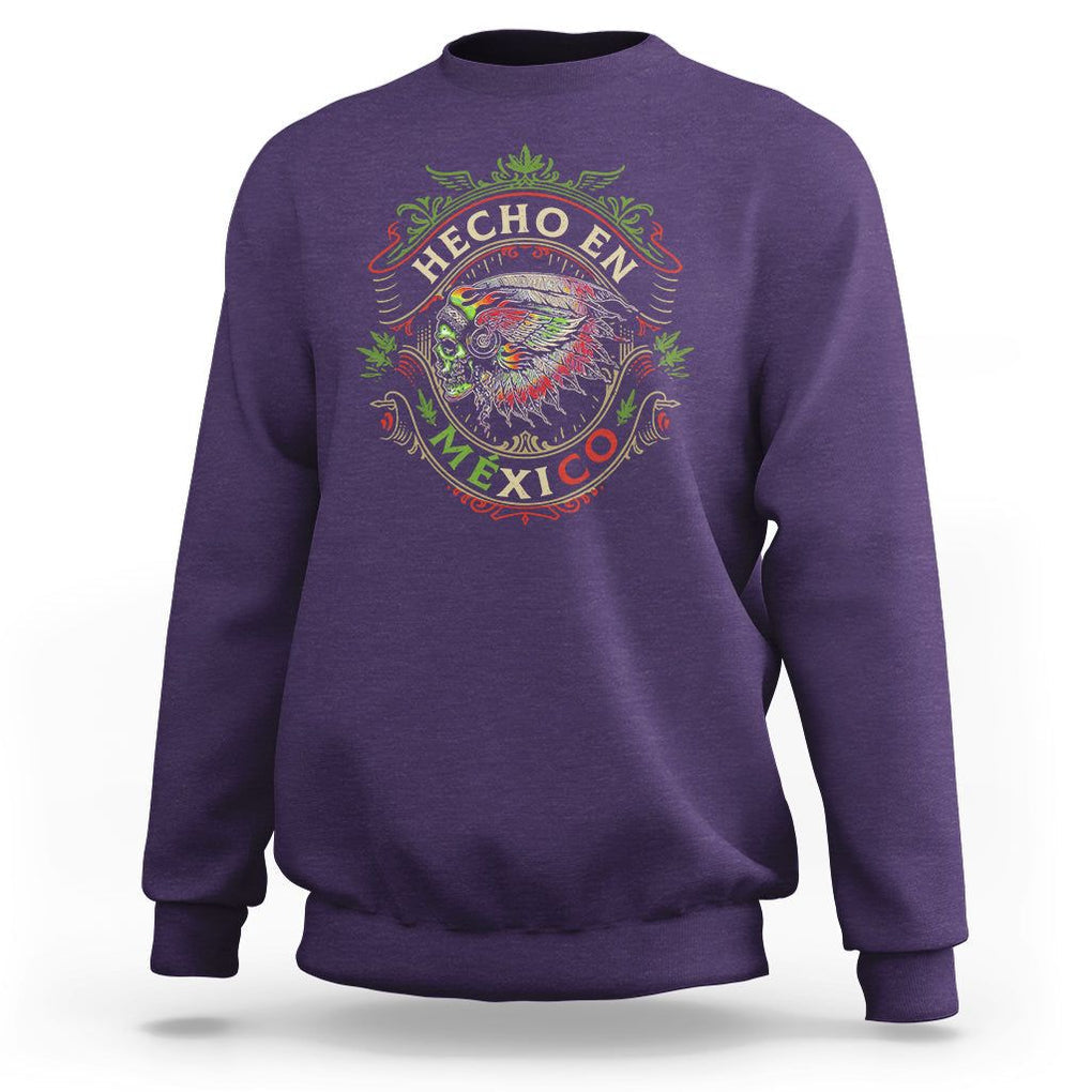 Hecho En Mexico Sweatshirt Aztec Skull Made In Mexico Mexican TS09 Purple Printyourwear