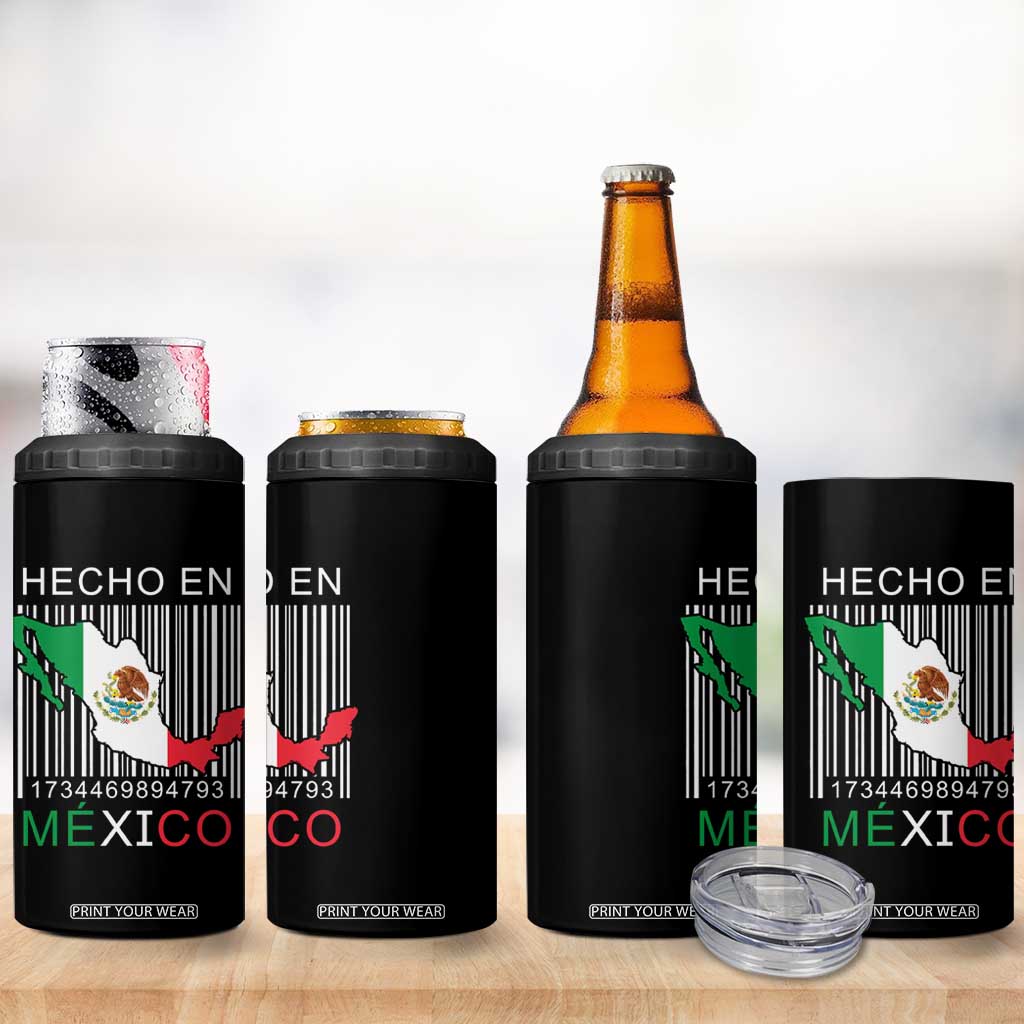 Mexican Pride 4 in 1 Can Cooler Tumbler Hecho En Mexico Flag Barcode TS09 Print Your Wear