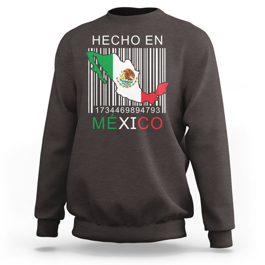 Mexican Pride Sweatshirt Hecho En Mexico Flag Barcode TS09 Dark Chocolate Printyourwear